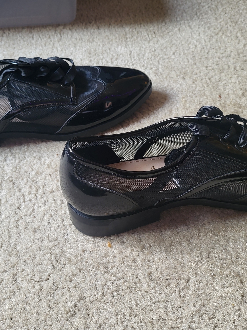 ALDO Kedaema Black Patent And Mesh Ribbon-lace Oxfords - Picture 5 of 7
